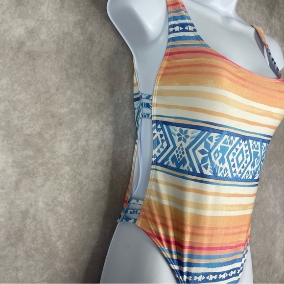 Kenny Flowers The Palmilla Stripe One Piece Open Side Swimsuit Size S NWT - Picture 3 of 10